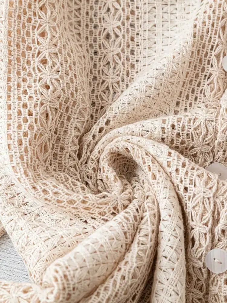 Lace Notched Long Sleeve Shirt