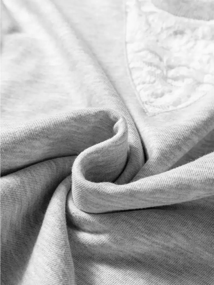 Lace Patchwork Drop Shoulder Top and Drawstring Skort 2pcs Outfit