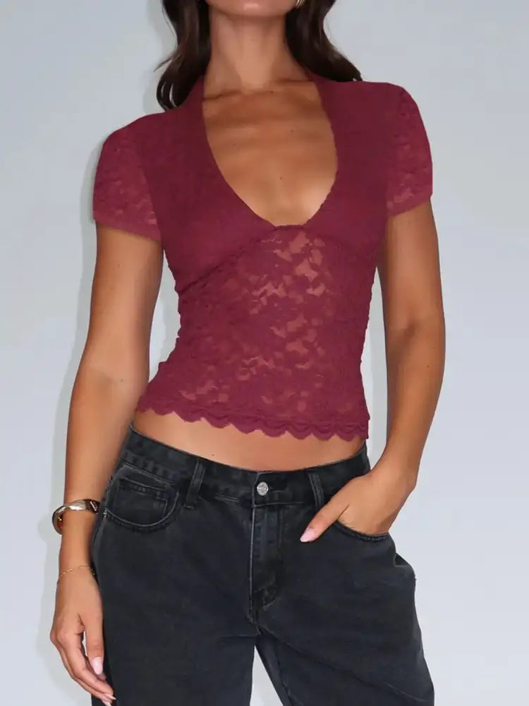 Lace Short Sleeve T-Shirt