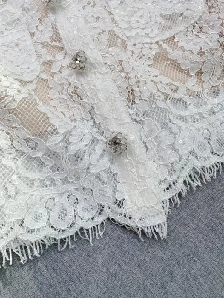 Lace Snap Down Top and Skirt Set