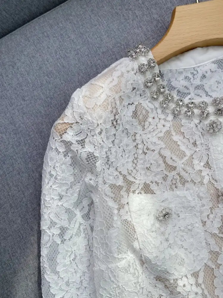 Lace Snap Down Top and Skirt Set