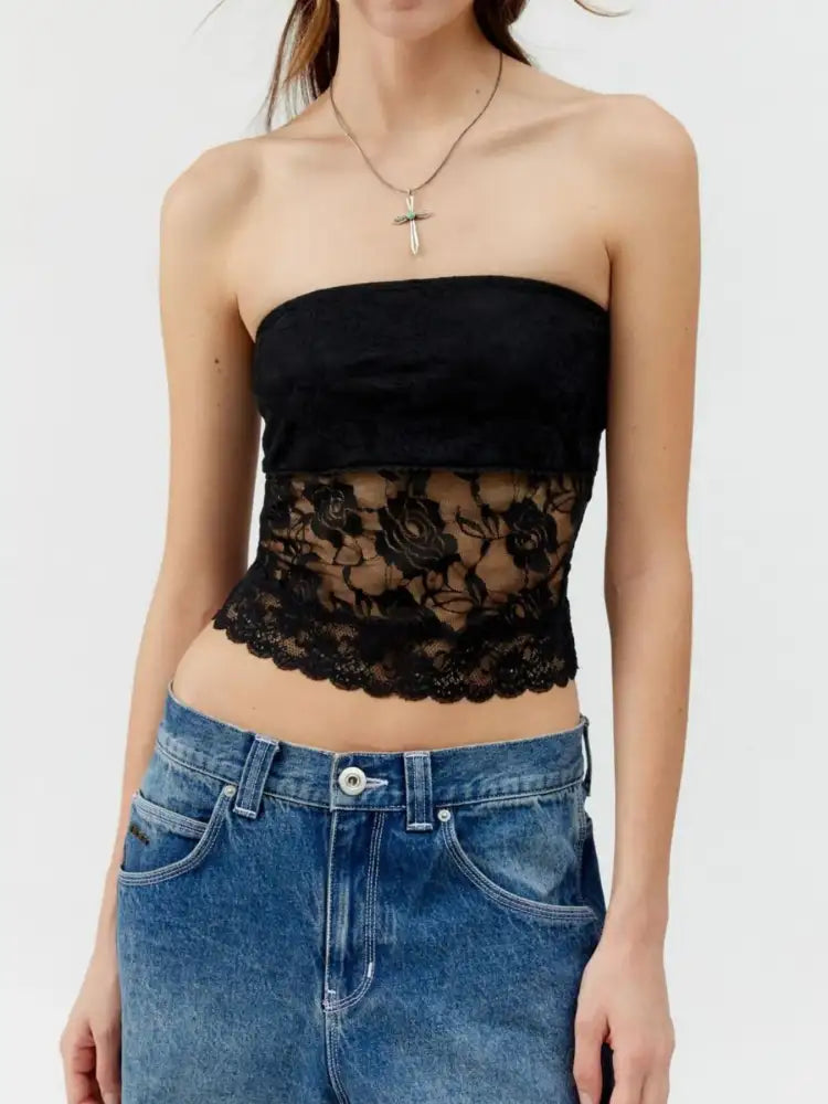 Lace Strapless Tube Top