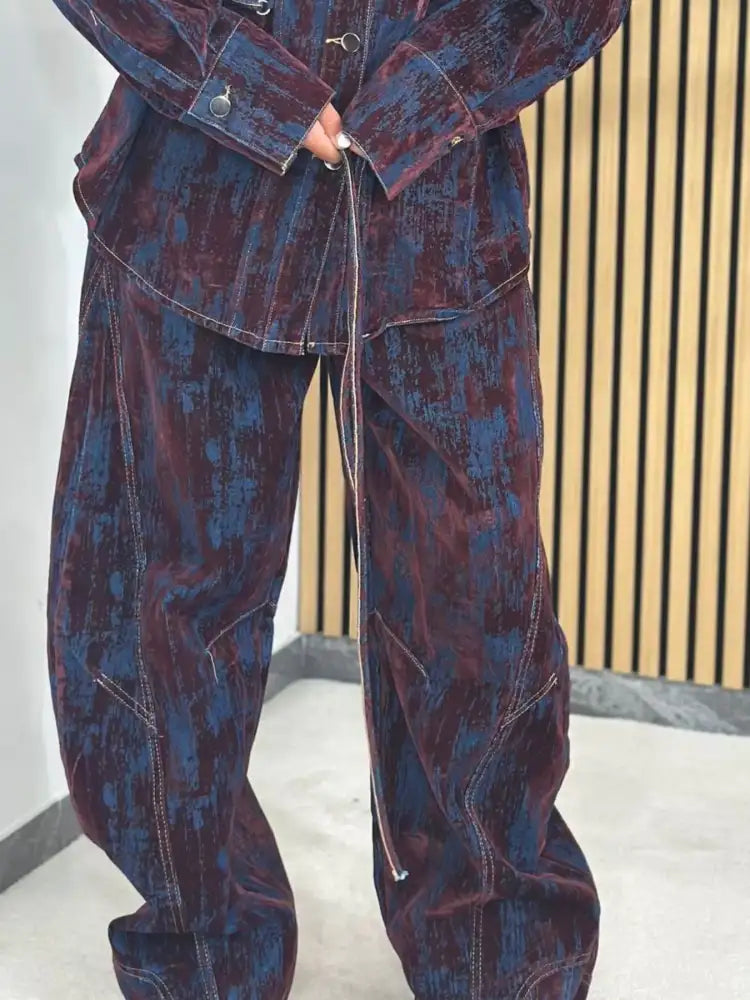 Lace Up Button Jacket and Jeans Denim Set