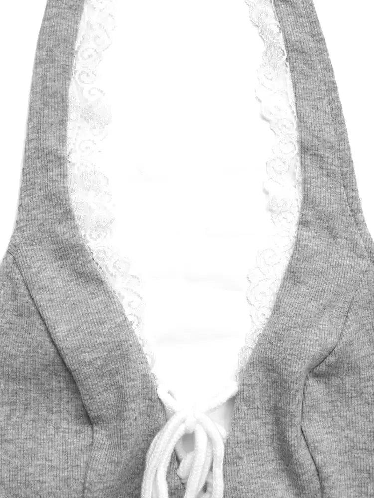 Lace Up Halter Neck Top and Skirt Set