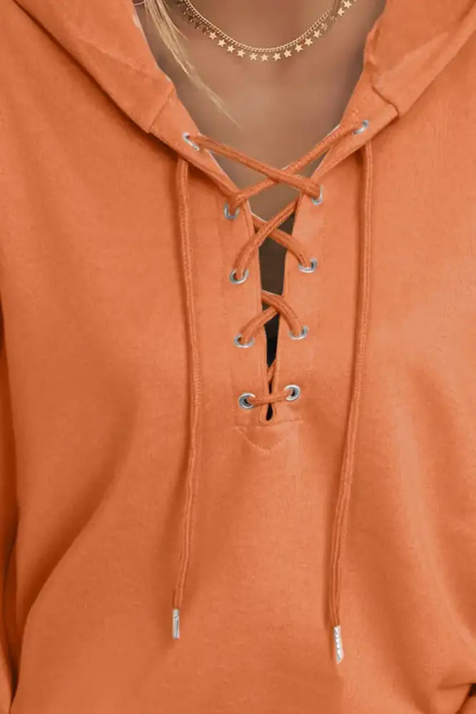 Lace Up Long Sleeve Hoodie