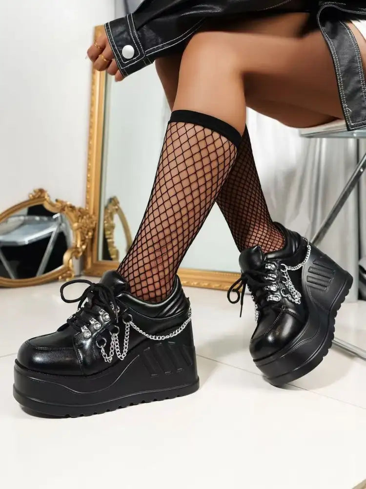 Lace Up Wedge Sneakers