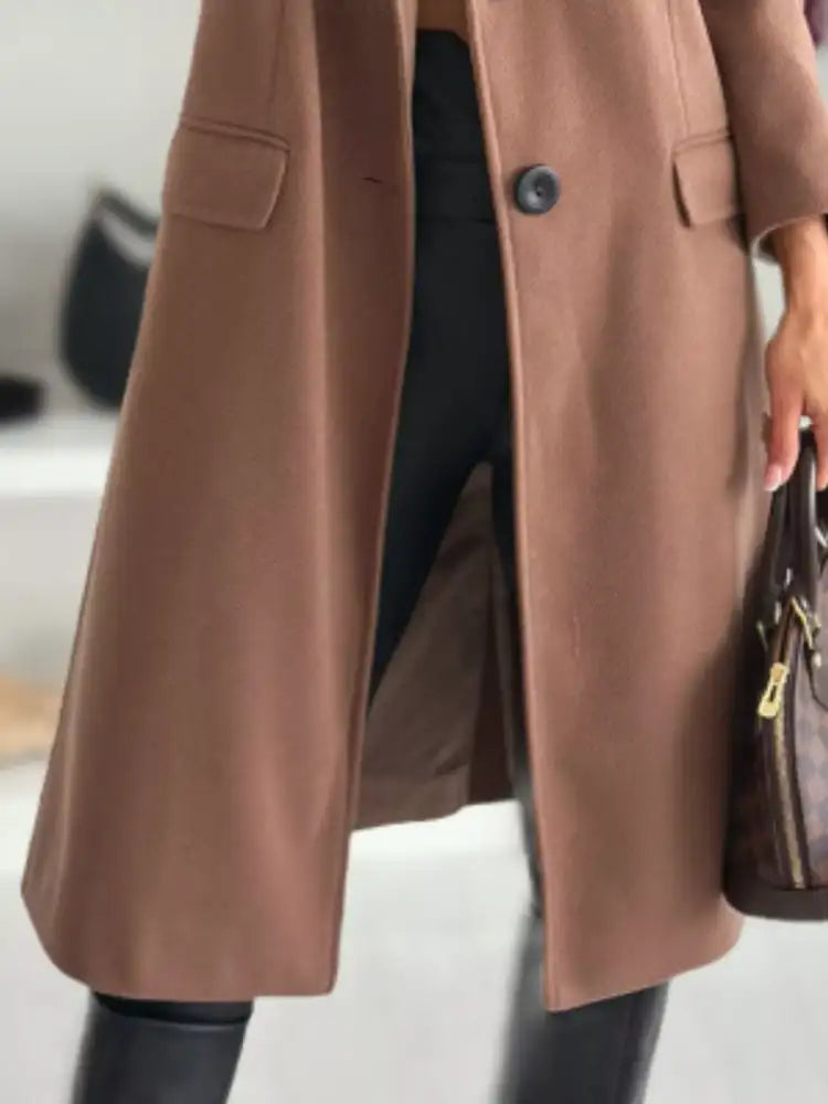 Lapel Collar Long Sleeve Coat