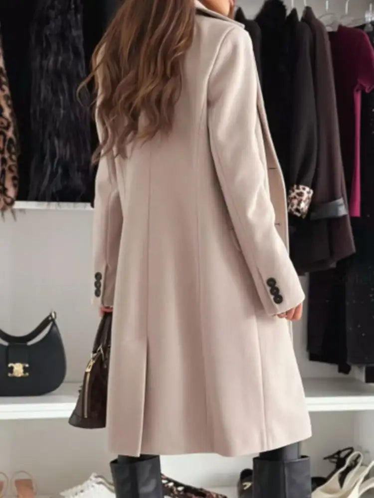 Lapel Collar Long Sleeve Coat
