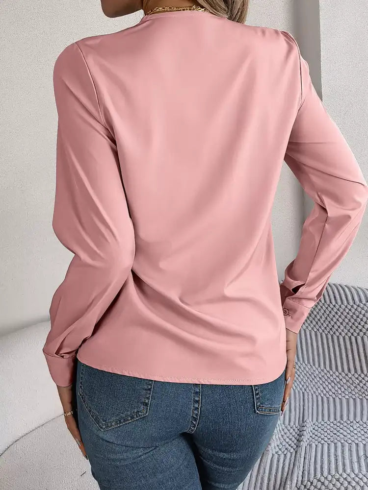 Layered V-Neck Long Sleeve Blouse