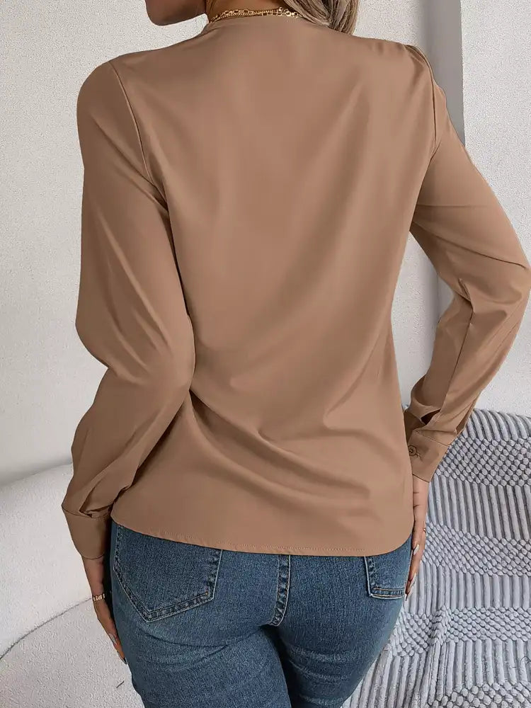 Layered V-Neck Long Sleeve Blouse
