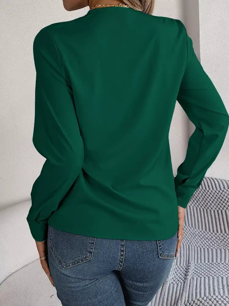 Layered V-Neck Long Sleeve Blouse