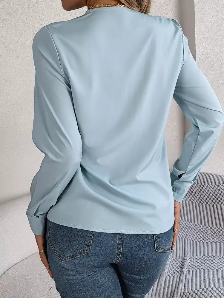 Layered V-Neck Long Sleeve Blouse