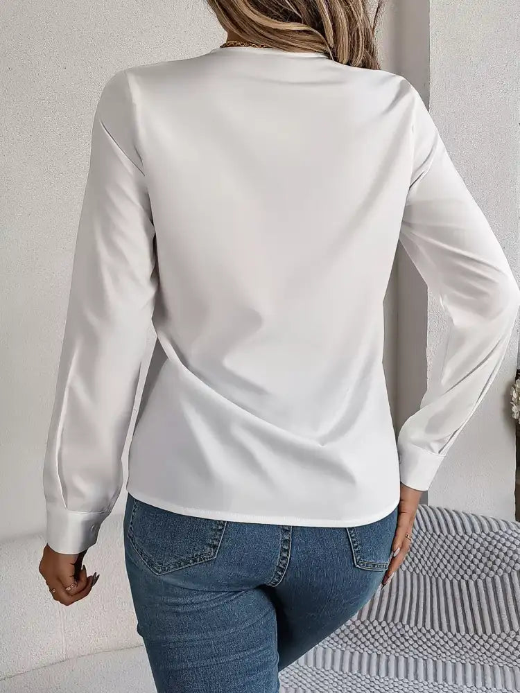Layered V-Neck Long Sleeve Blouse