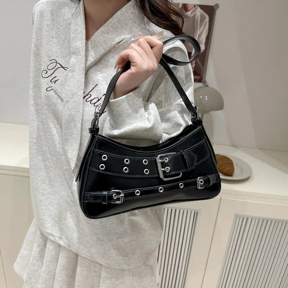 Leather Buckle Shoulder Bag
