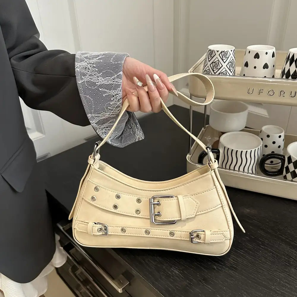 Leather Buckle Shoulder Bag