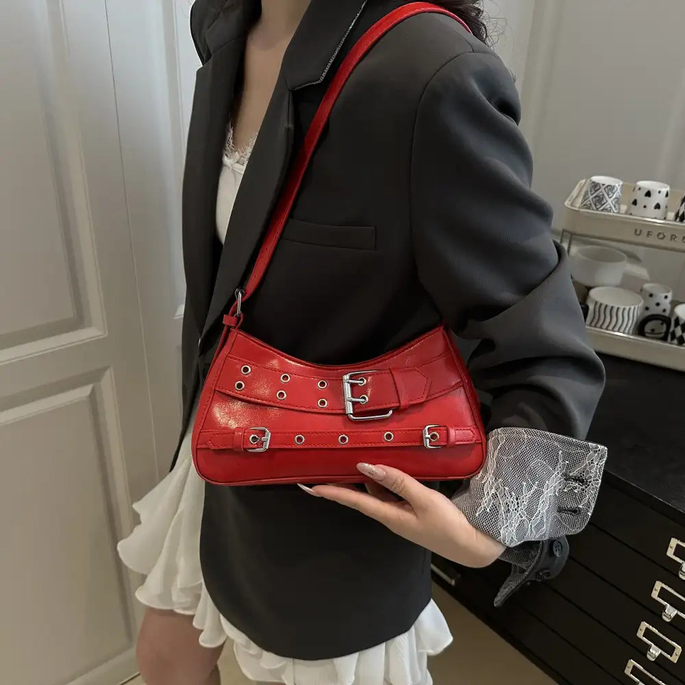 Leather Buckle Shoulder Bag