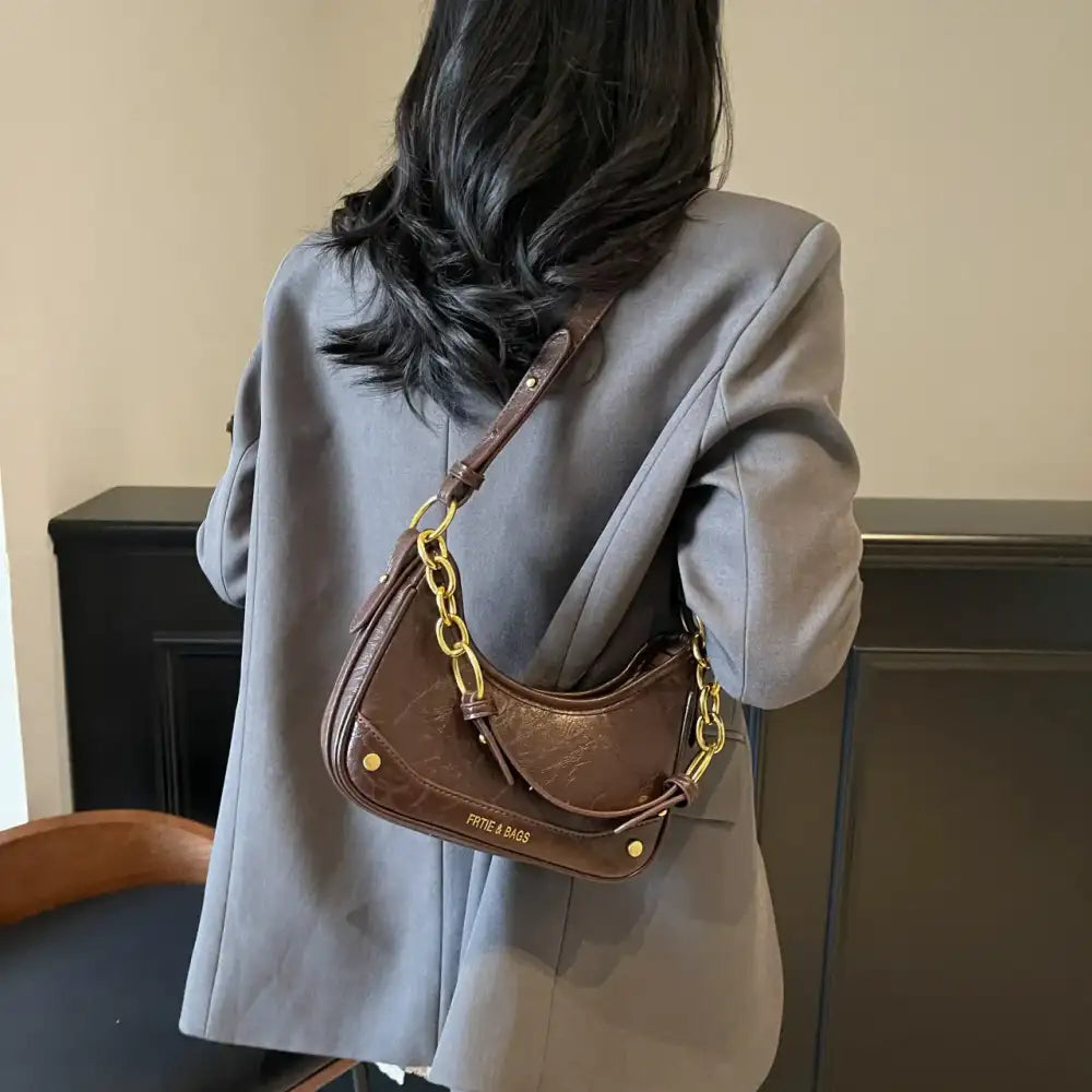 Leather Crescent Shoulder Bag