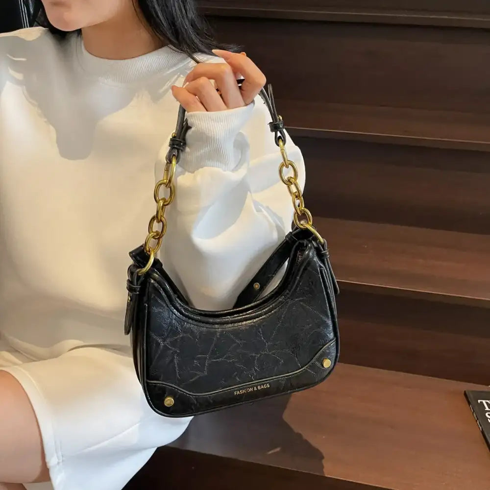 Leather Crescent Shoulder Bag