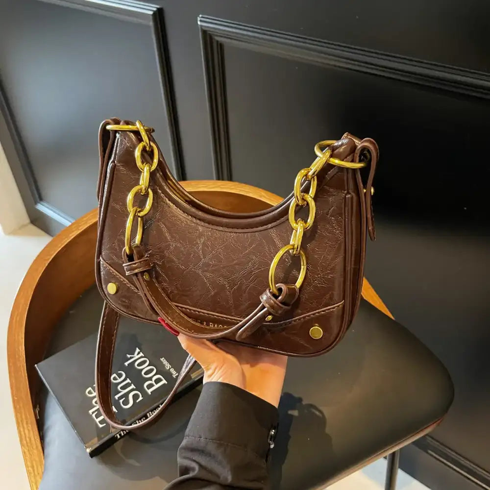 Leather Crescent Shoulder Bag