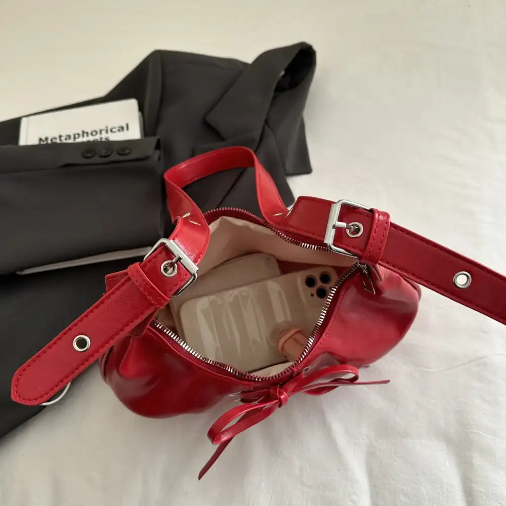 Leather Lace-Up Detail Shoulder Bag