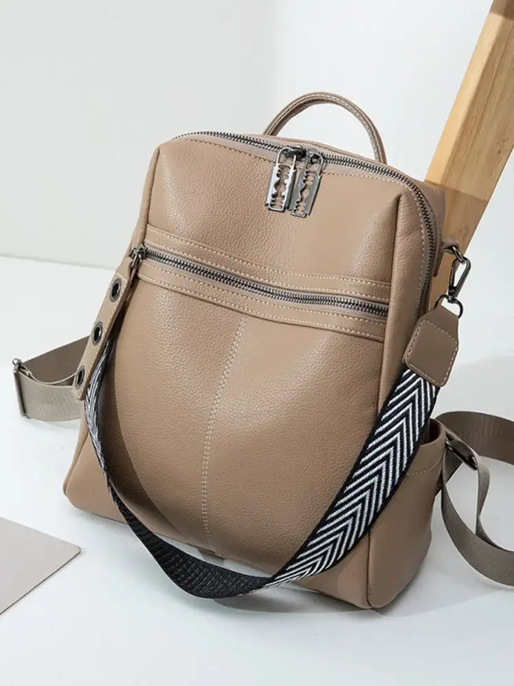 Leather Multi-Compartment Backpack Bag