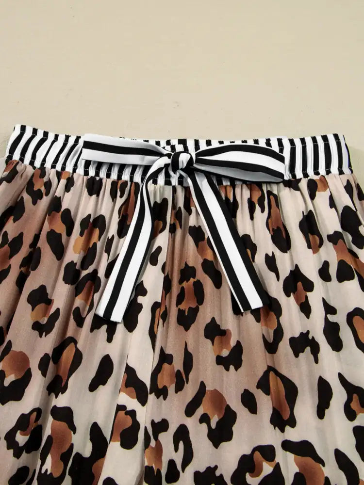 Leopard and Striped Trim Shirt and Pants Set