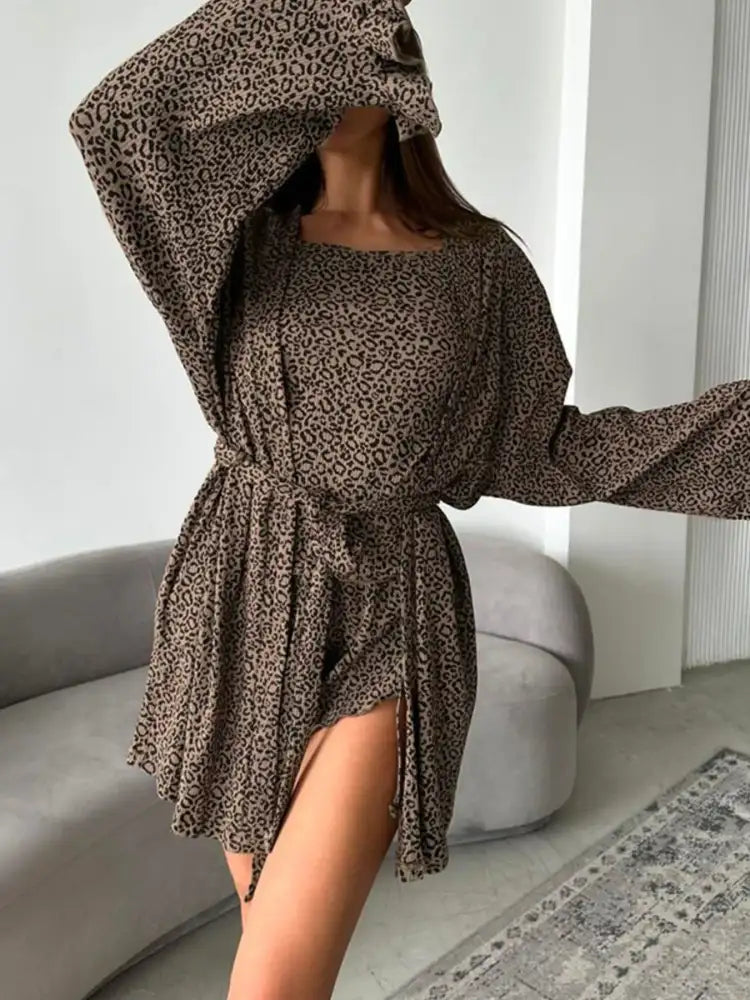 Leopard Cami Cardigan and Shorts 3-Piece Set