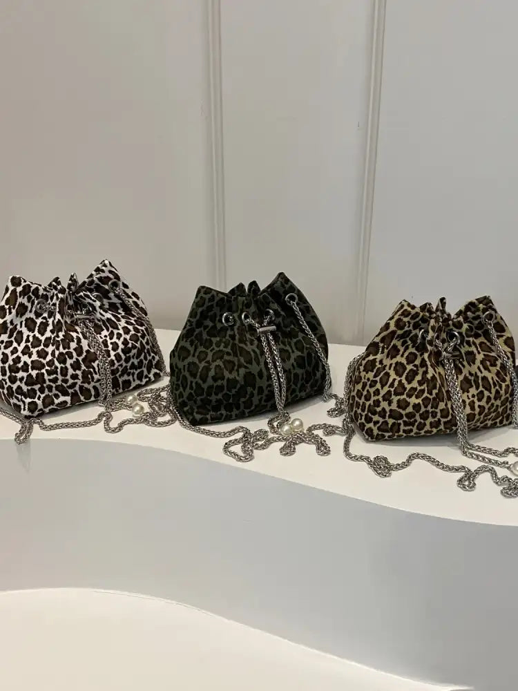 Leopard Chain Bucket Bag