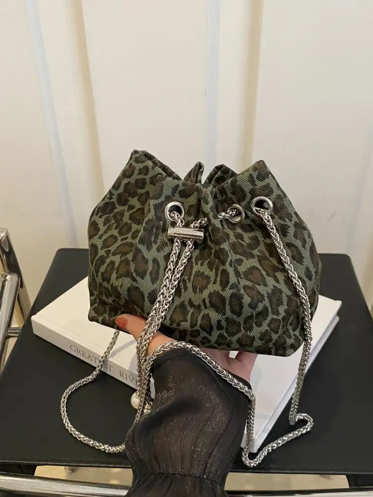 Leopard Chain Bucket Bag