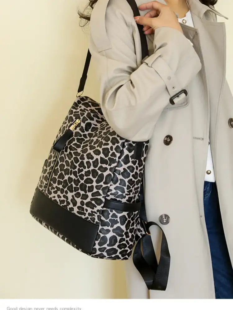 Leopard Print Backpack Bag
