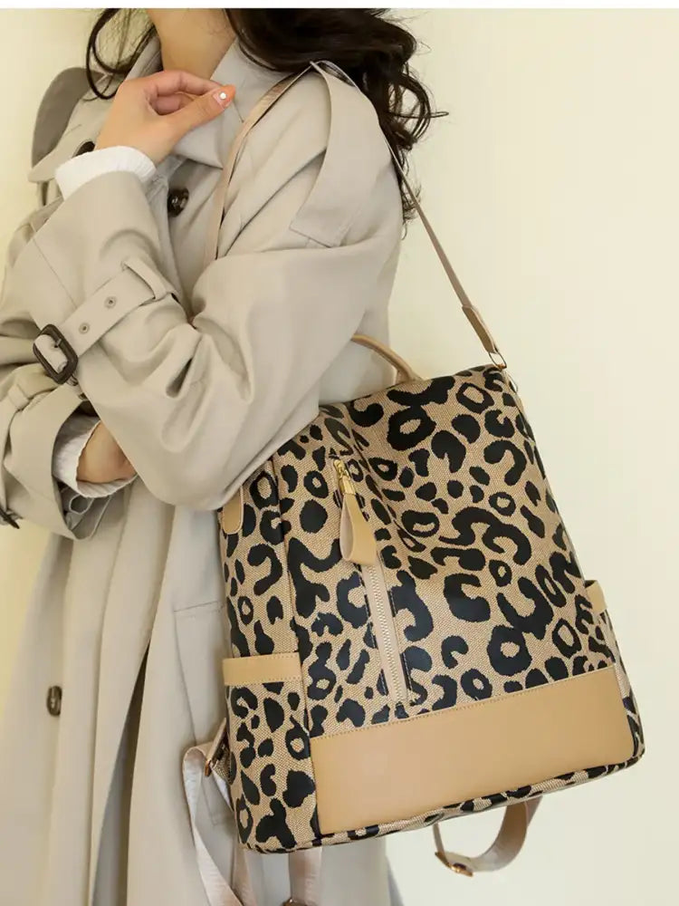 Leopard Print Backpack Bag