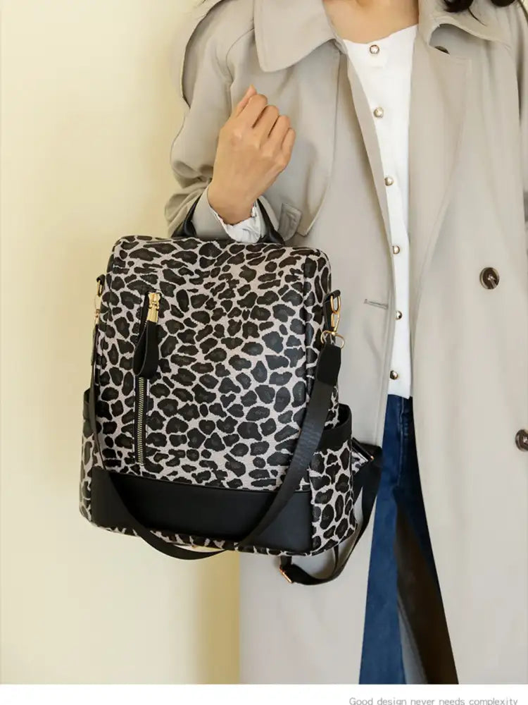 Leopard Print Backpack Bag