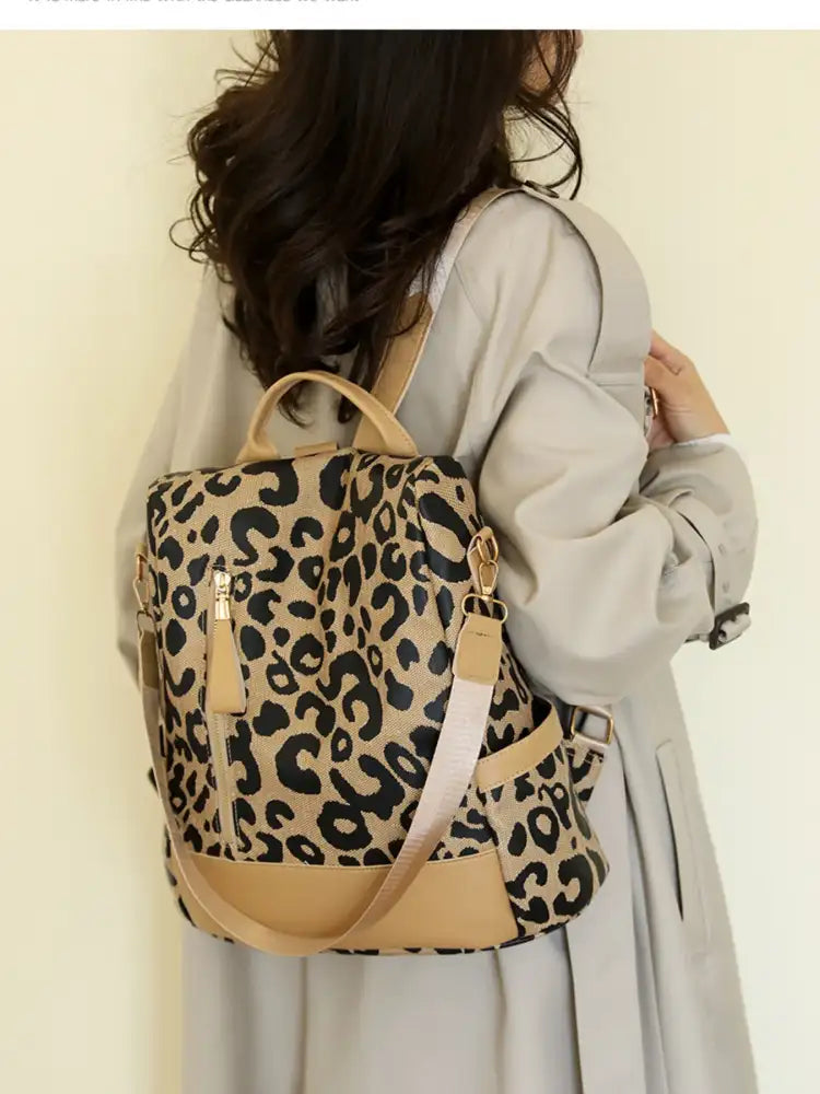 Leopard Print Backpack Bag