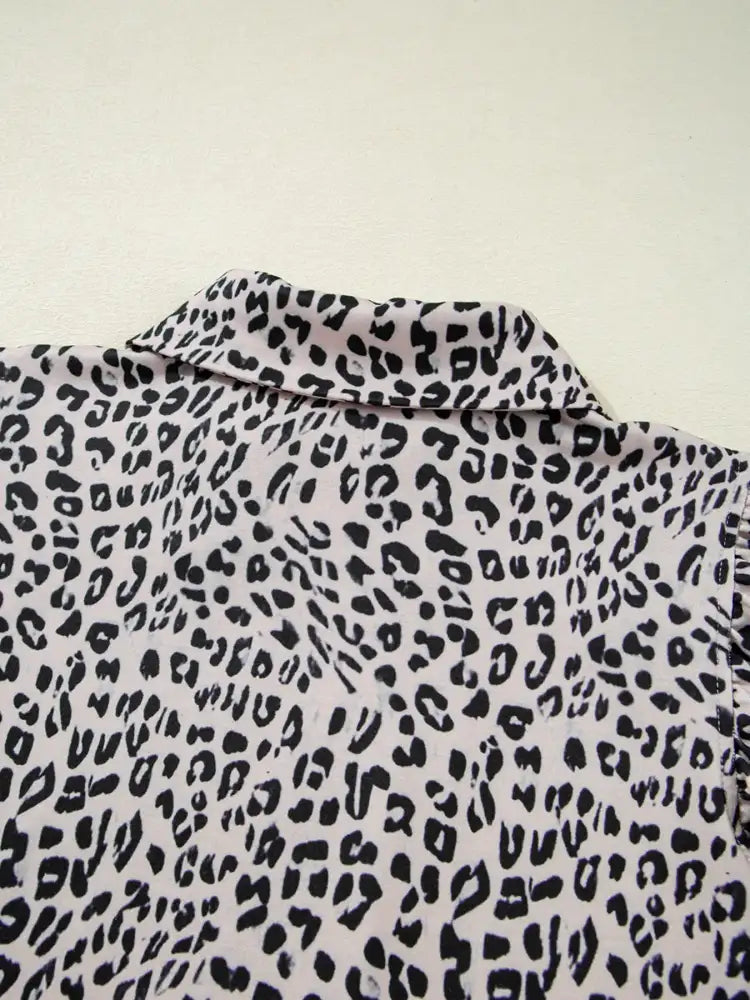 Leopard Print Cap Sleeve Top and Shorts Summer Set