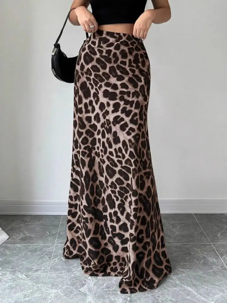 Leopard Print High-Waisted Maxi Skirt