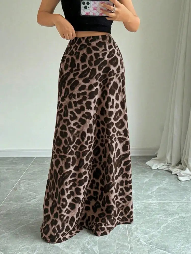 Leopard Print High-Waisted Maxi Skirt
