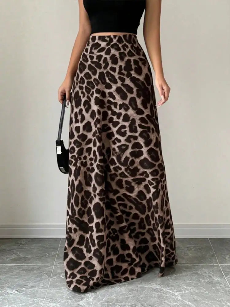 Leopard Print High-Waisted Maxi Skirt