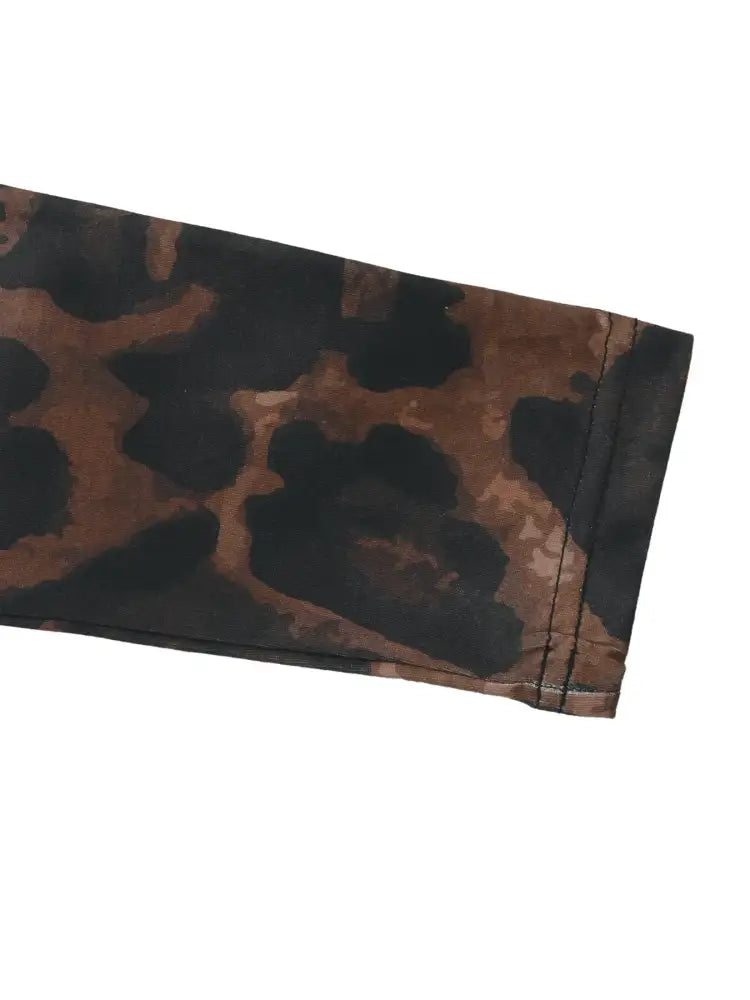 Leopard Round Neck Top and Skirt Set