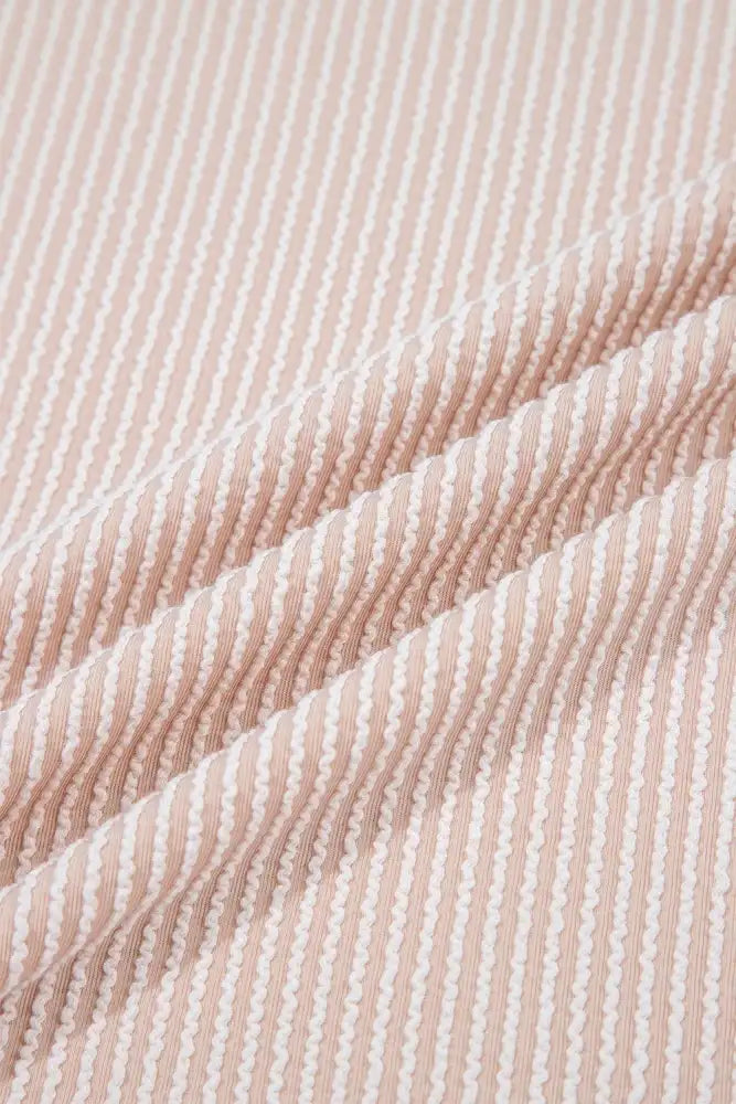 Leopard Trim Round Neck Ribbed T-Shirt