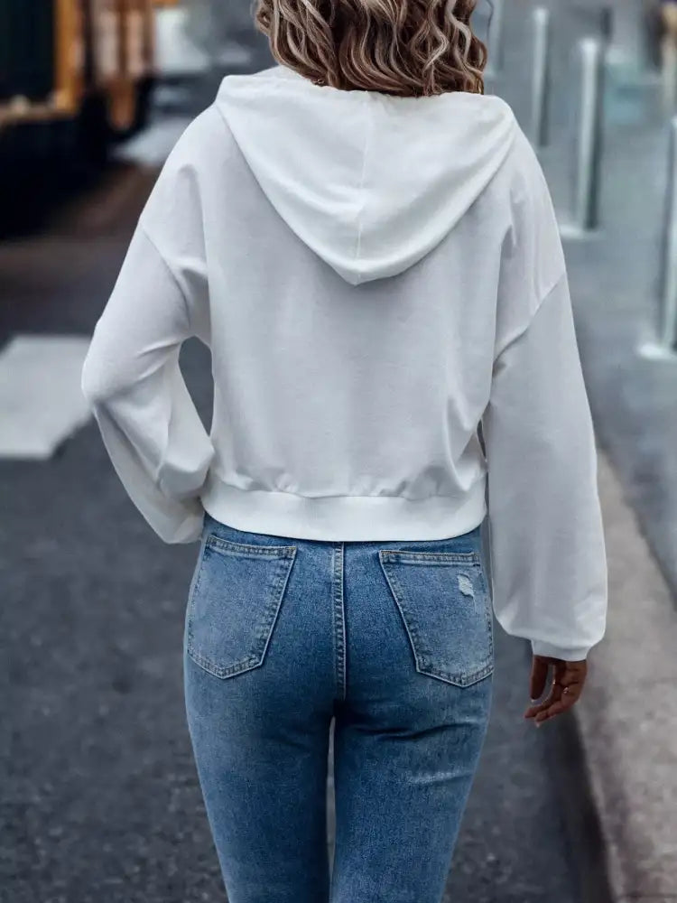 Letter Graphic Long Sleeve Drawstring Hoodie