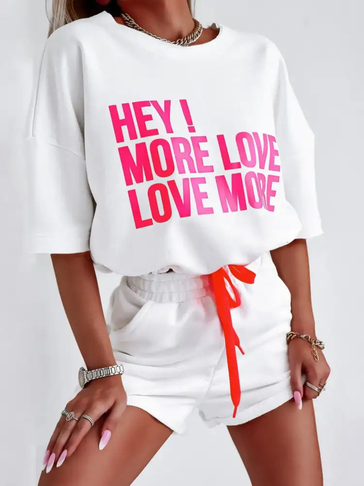 Letter Graphic Top and Shorts Set