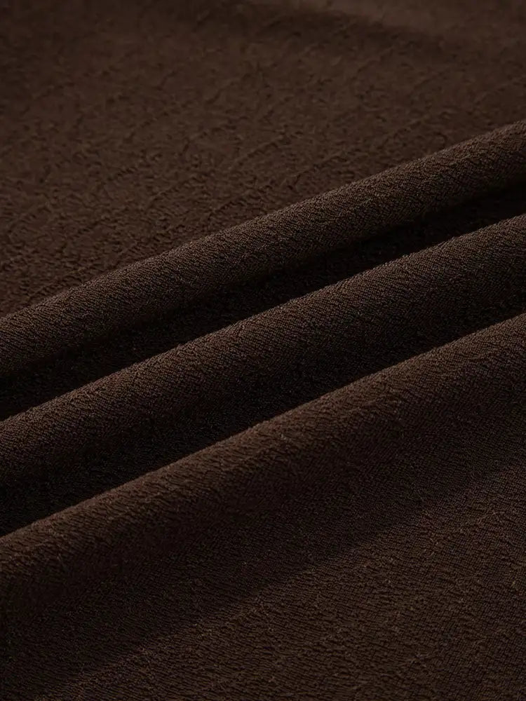 Lettuce Trim Raw Seam Patchwork Jacquard Long Sleeve Top