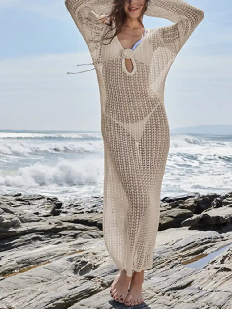 Long Sleeve Backless Cover-Up Dress