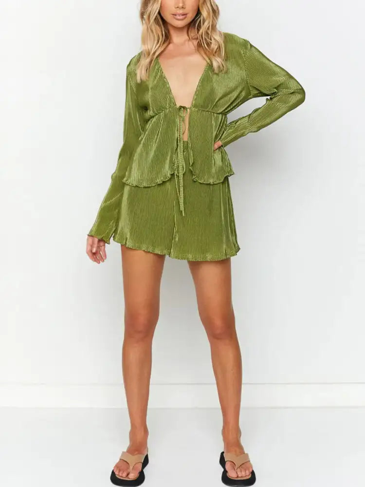 Long Sleeve Top and Shorts Set