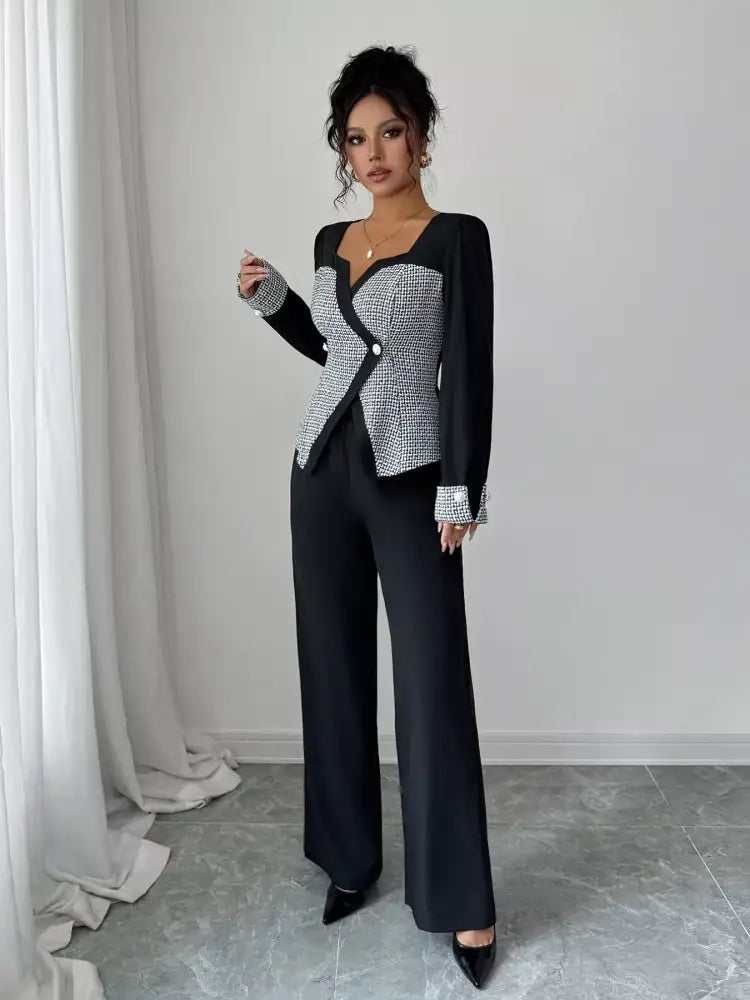 Long Sleeve Top and Wide Leg Pants Set