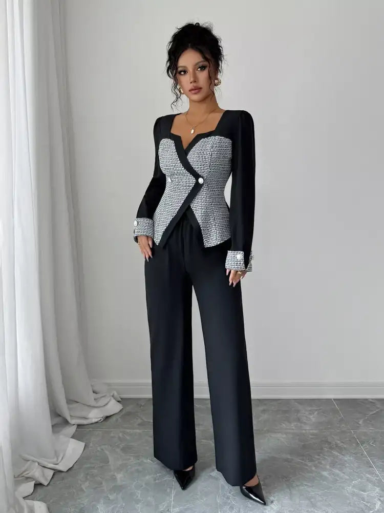 Long Sleeve Top and Wide Leg Pants Set
