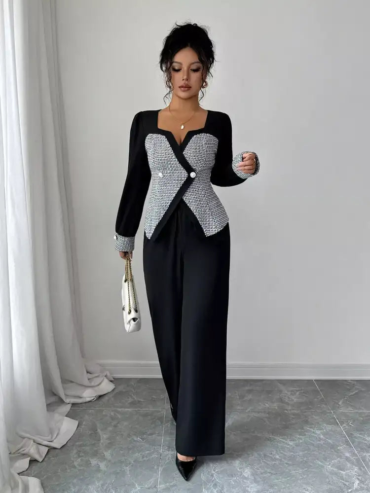 Long Sleeve Top and Wide Leg Pants Set