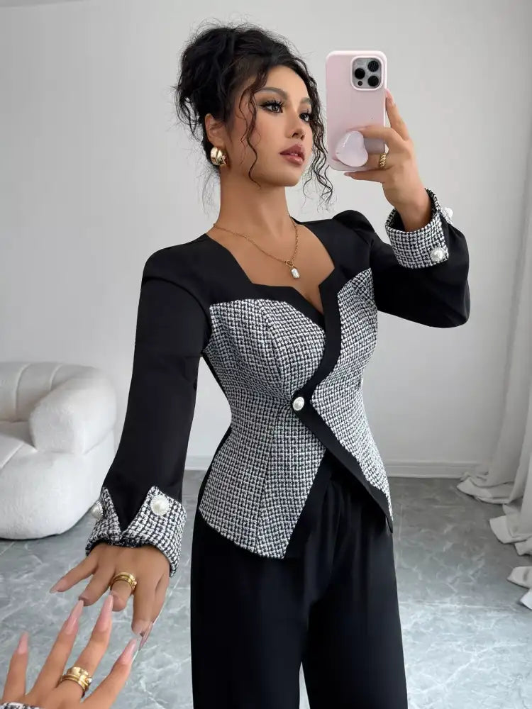 Long Sleeve Top and Wide Leg Pants Set