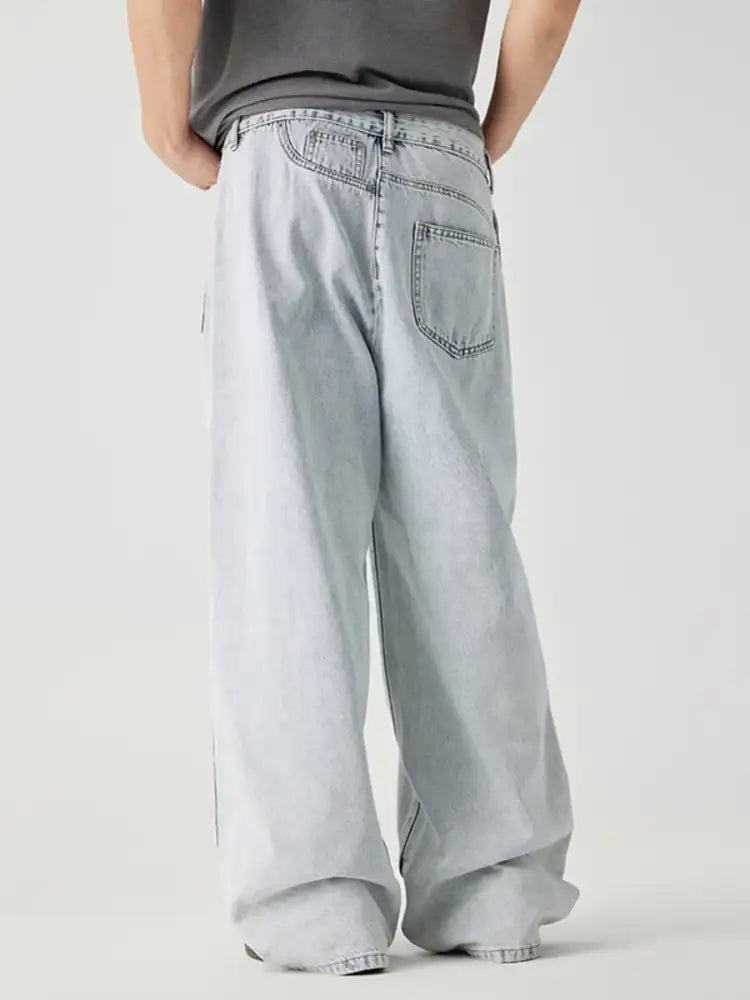 Men’s Asymmetrical Wash Wide Leg Jeans