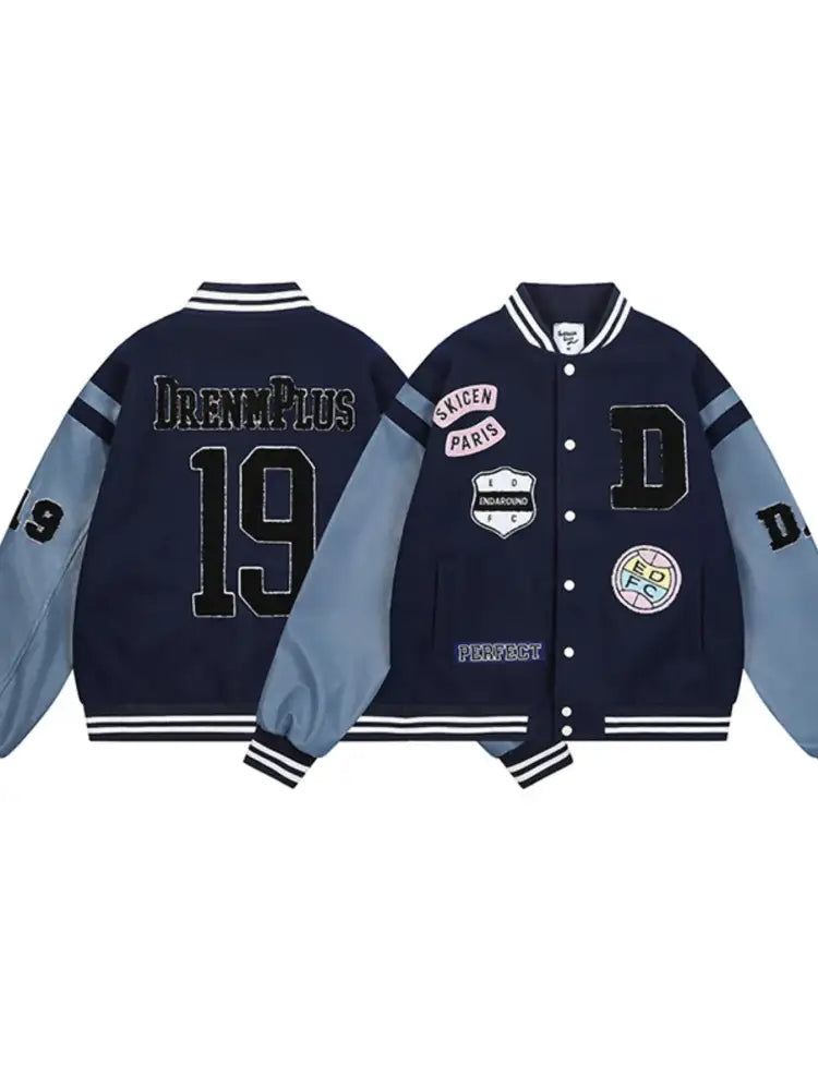 Men’s Baseball Bomber Jacket with Patches